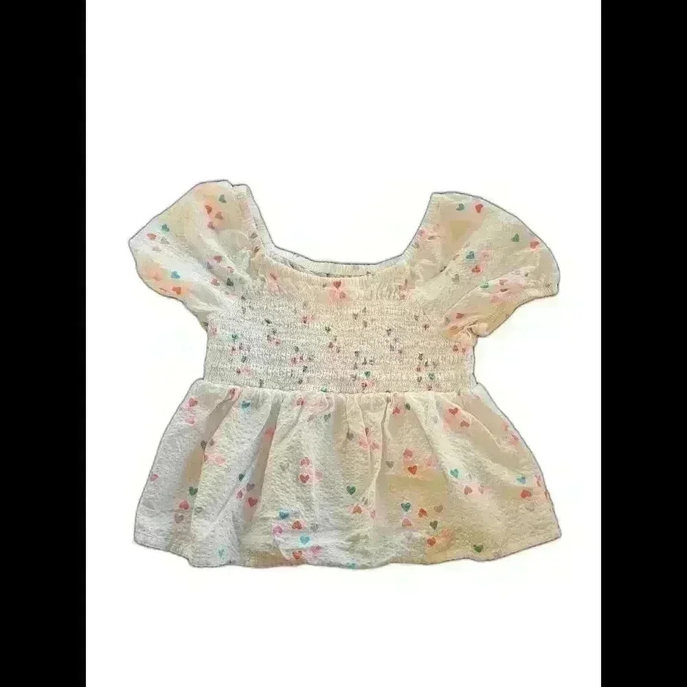 Adorable Smocked Baby Top with Heart Print